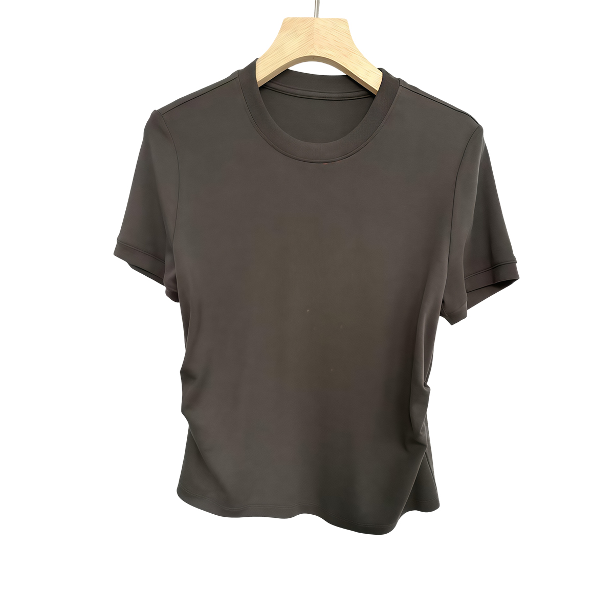 Charcoal rib knit short sleeve T-shirt